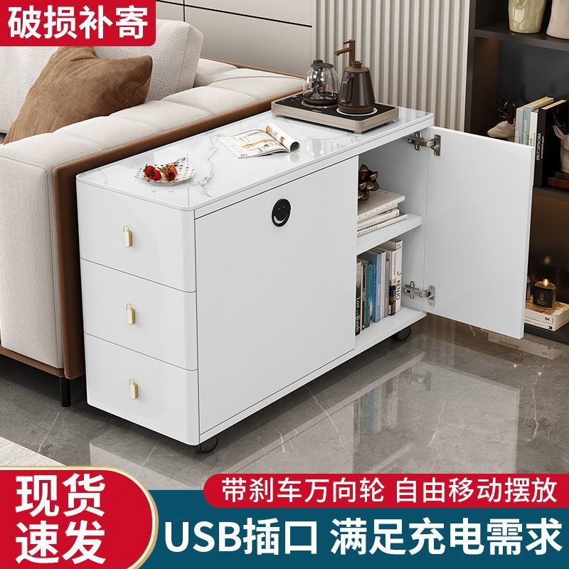 Gabinete de sofá, mesa de té móvil, mesa de té de lujo ligera, mesa de té moderna, mesa de té simple, gabinete de té para el hogar