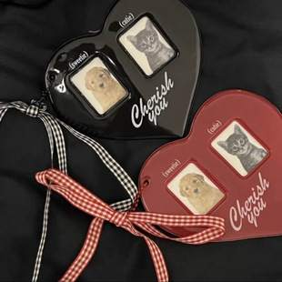 Love Card Storage Set with Bow 2 Bestie Red Display Couple Pendant Photo Set Photo Sticker Plaid Card