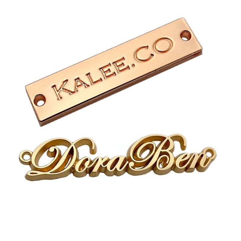 定手缝帽子金属标服装辅料领标链围巾镂空金色字母唛头鞋子商标牌