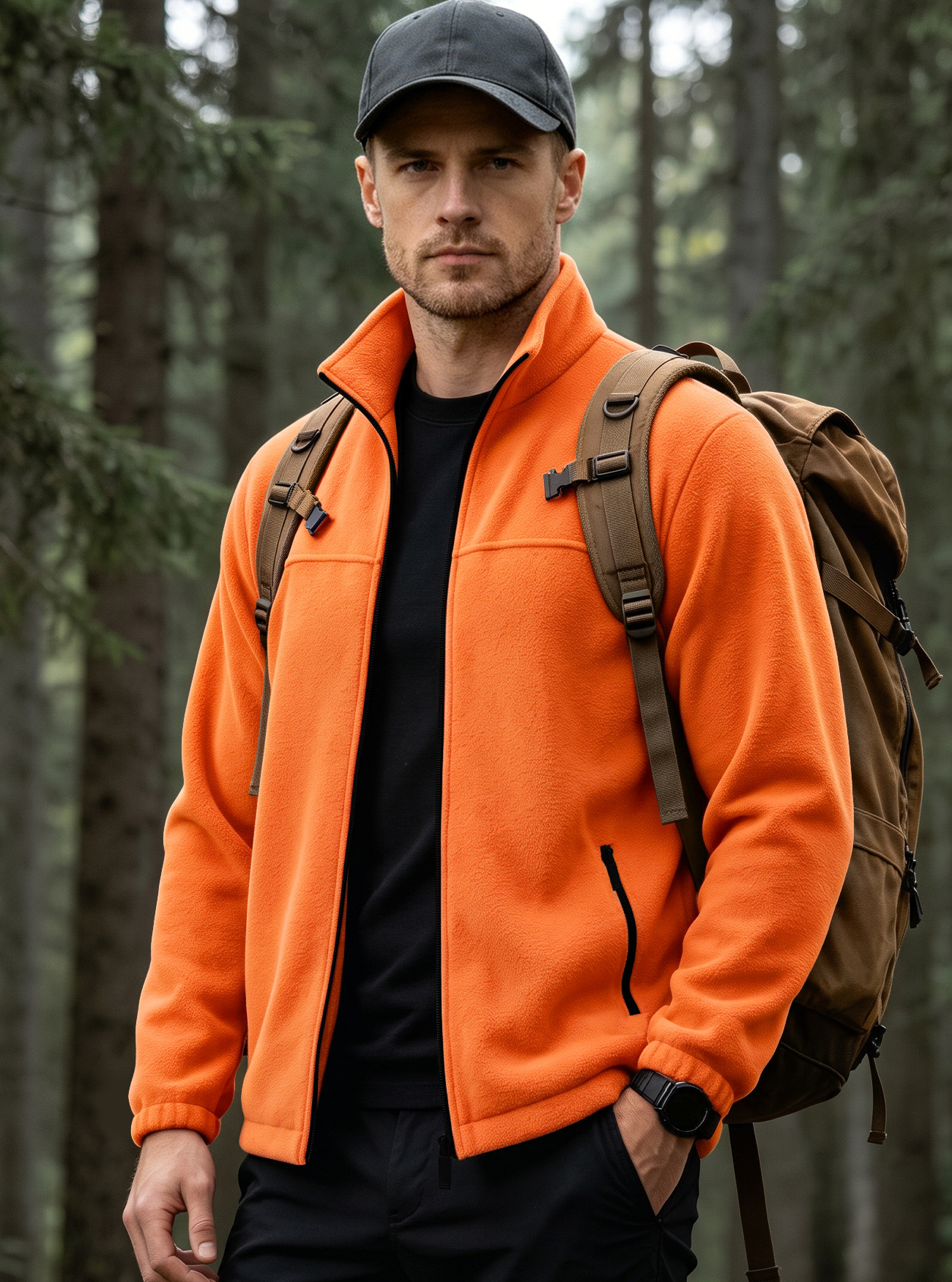 Sudadera con Cuello Alto de Forro Polar para Hombre 380g de Poliéster Térmico para Ocio image 8