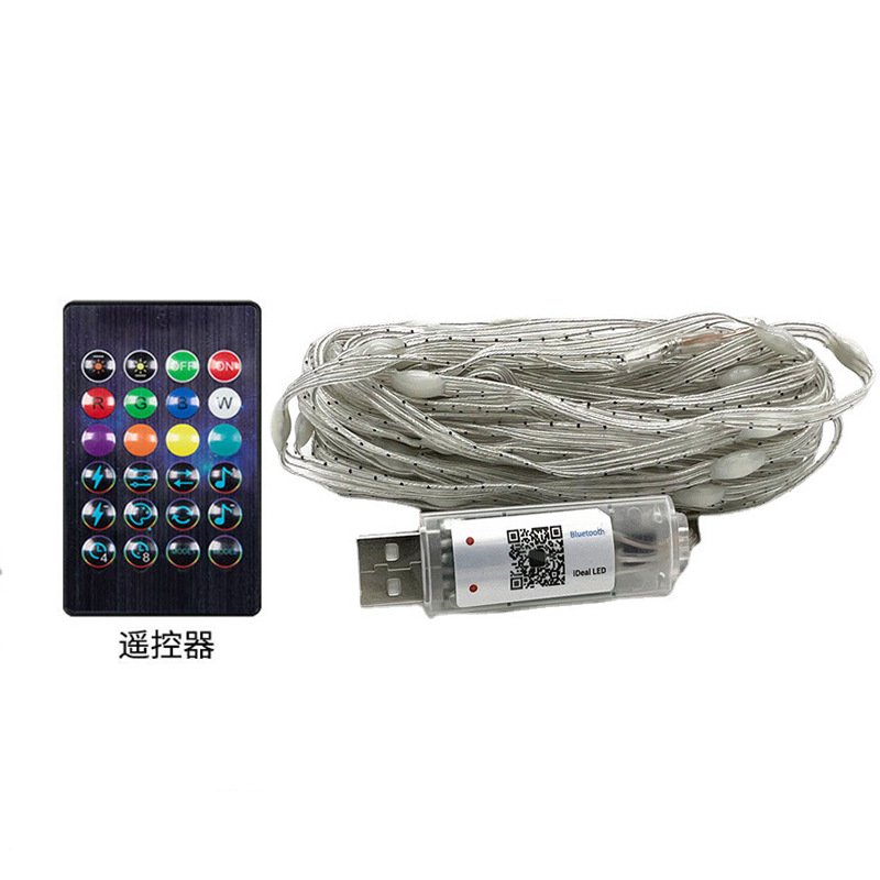 LED USB5V皮线灯串内控幻彩跑马流水灯串蓝牙音乐旋律USB插头套装