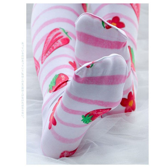 Printed Silk Stockings Thin Women's Spring and Autumn Japanese Style Lolita Cute Animation Over-the-Knee Long White Velvet Socks