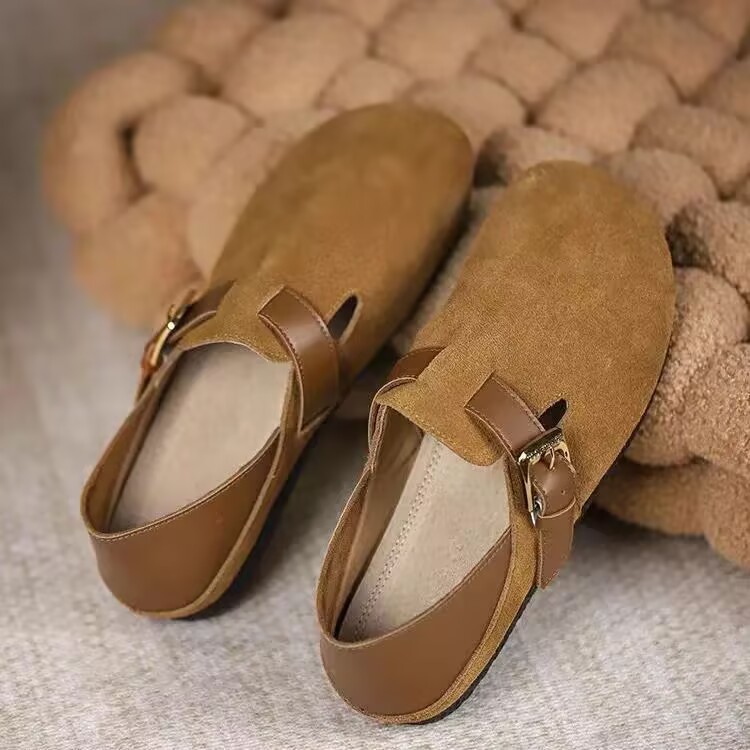 Zapatos de mujer Bocken con suela suave, primavera y otoño nuevos zapatos de Lefour con un pedal redondo con una sola cabeza, Bocken con suela plana, zapatos Bean