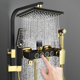 Eqp All-Copper Black Gold Shower Faucet Set Bath Shower Head Bathroom Pressurized Shower Head