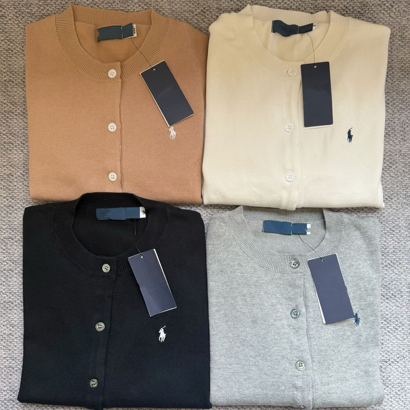 PL Ruff Pony Embroidered Classic Mirror Cardigan Pure Cotton Casual All-match Knitted Jacket