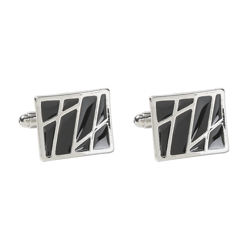 New spot square diagonal stripes enamel paint metal cufflinks men's French shirt cufflinks_voghion.com