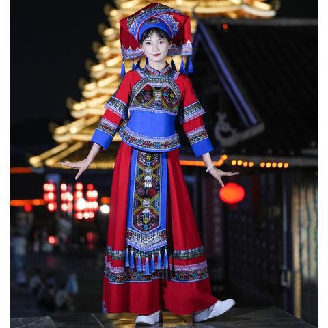 New Guangxi March 3 Zhuang National Costume Set Adult Women Ethnic Minority Singing Festival Costume Dance Performance