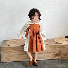 女童套裝森女日系收腰圍裙加刺繡連衣裙公主裙24春夏裝新款外貿