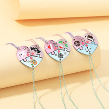 圣诞爱心拼图项链万圣幽灵蝙蝠南瓜吊坠足球篮球橄榄球好朋友颈链