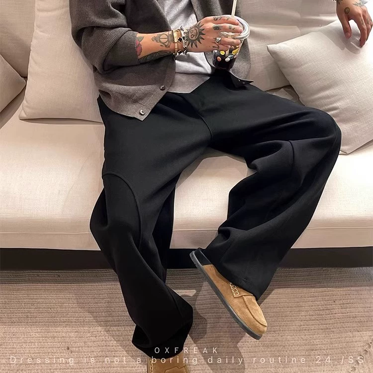 Cleanfit Черные трехмерные брюки с диагональным вырезом Мужские весенне-осенние и зимние штаны с ятаганом тяжелые спортивные повседневные брюки