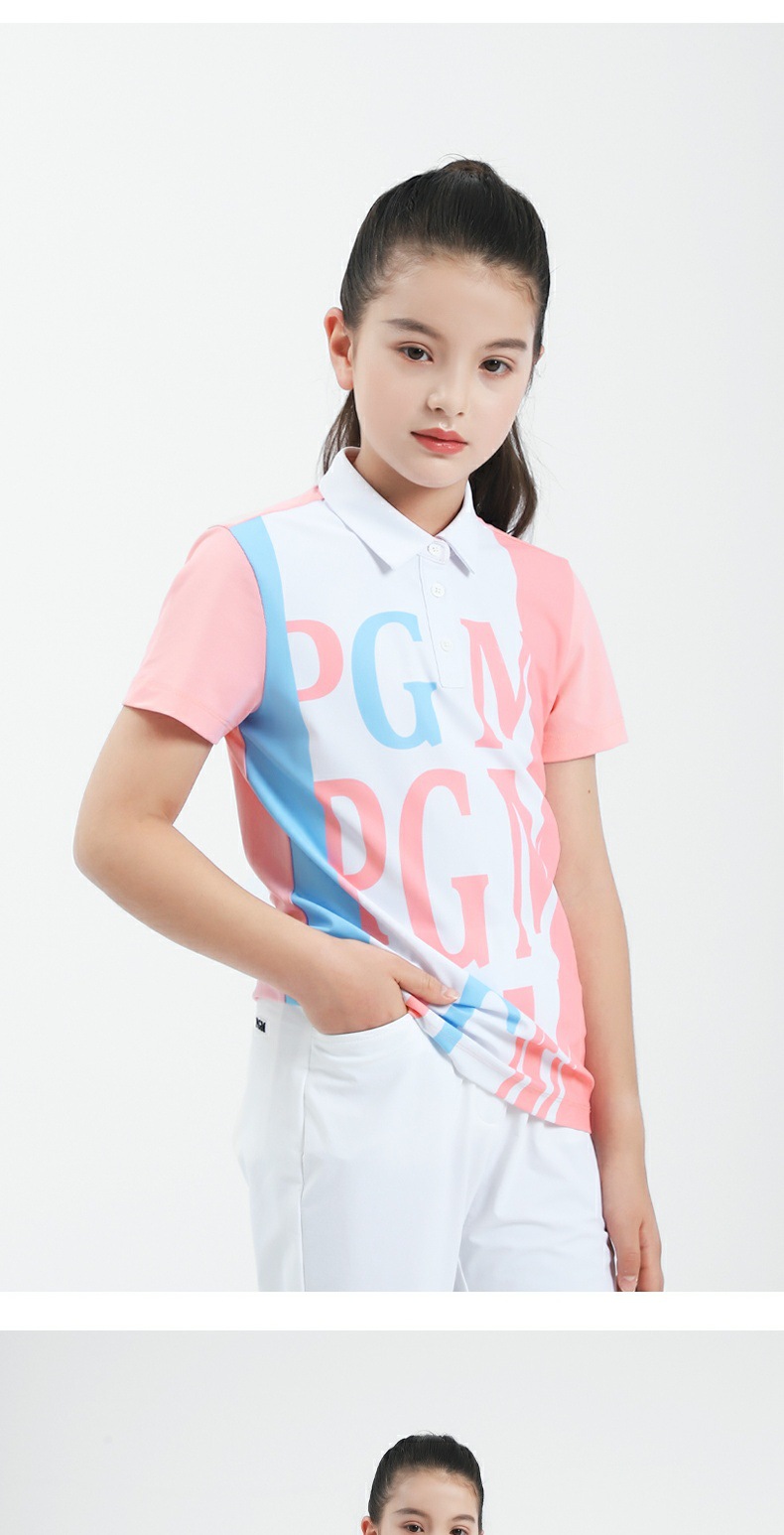 Áo phông ngắn tay thể thao mùa hè cho bé gái PGM — YF590-màu hồng, YF590-màu xanh nước biển chi tiết 4
