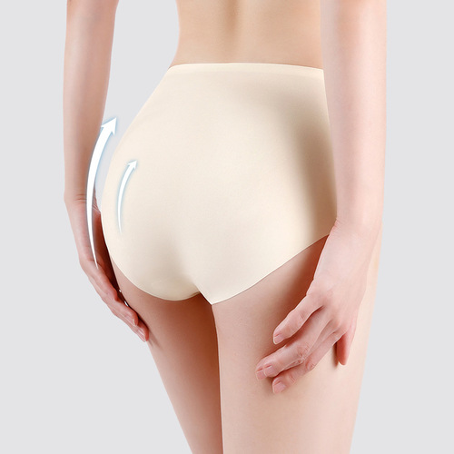 3D Hip-lifting Quick-drying Seamless Ice Silk Underwear Women's Mid-waist One-piece Seamless 100% Cotton Crotch Antibacterial Underwear Wholesale
