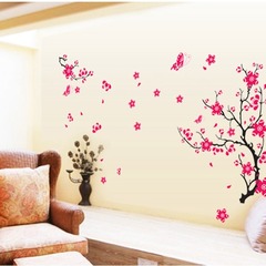 廠家直銷三代可移除紅色梅花臥室客廳背景裝飾牆貼AY739