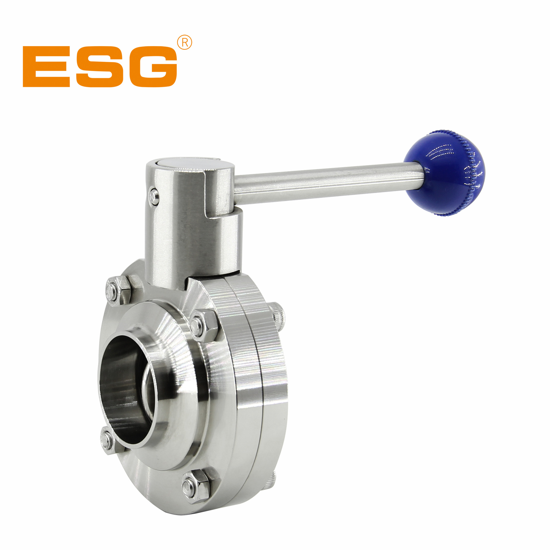 厂家直销ESG不锈钢蝶阀拉杆式焊接手动蝶阀304食品级卫生级316L