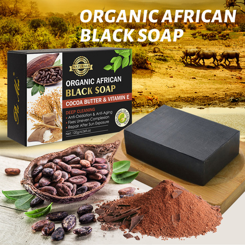 Cross-border African Black Soap Vitamin E Essential Oil Soap Cleansing and Shrinking Pores Bath Handmade Soap Wholesale Handmade Soap