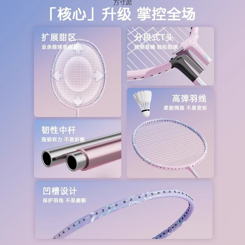 Raqueta de bádminton ultraligera profesional de alta resistencia pareja de estudiantes ofensivos fortalecer raqueta de bádminton conjunto al por mayor