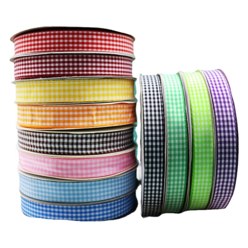 Pastoral estilo Plaid cinta de la torta de la cinta hecha a mano DIY material accesorios para el cabello cinta flor caja de regalo cinta de embalaje