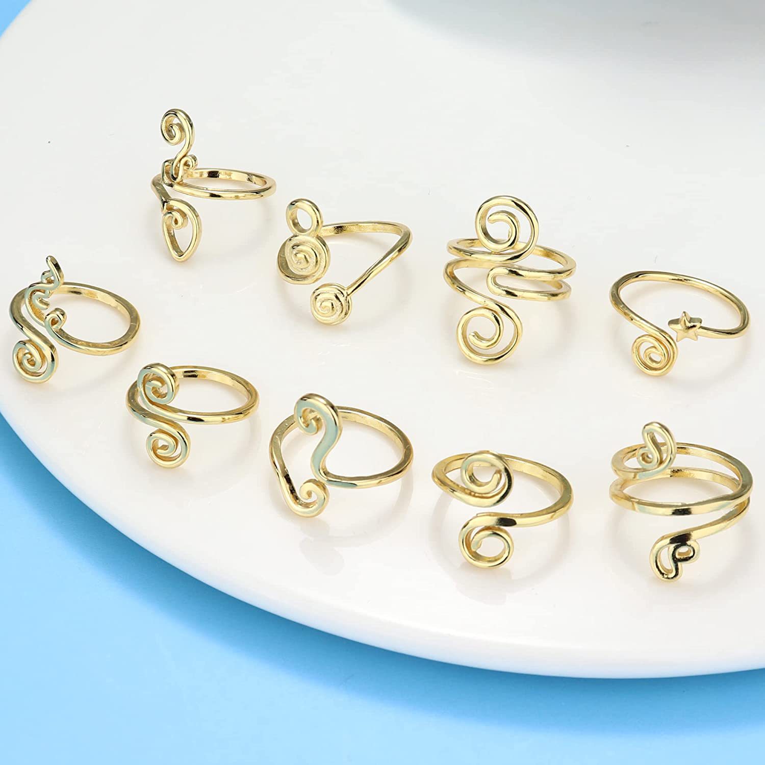 10g Weight Brass Inlay Geometric Zircon Toe Rings
