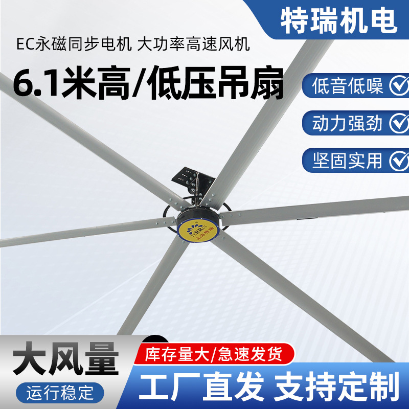 Industrial Large Ceiling Fan 6.1m Permanent Magnet Variable Frequency Fan Factory Workshop Large Ceiling Fan Warehouse Powerful Ventilation Fan