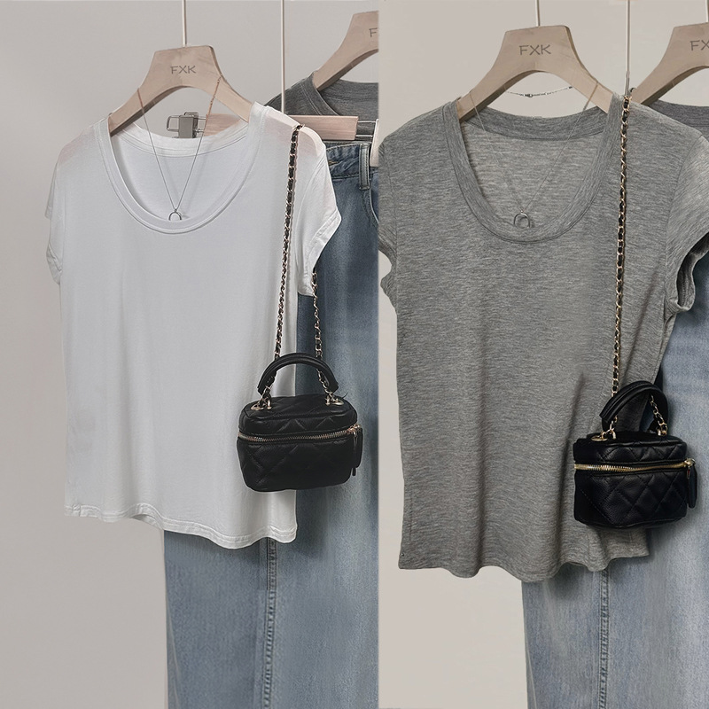 화이트 + 그레이 - 투피스 [솔리드 컬러] [재고 있음]