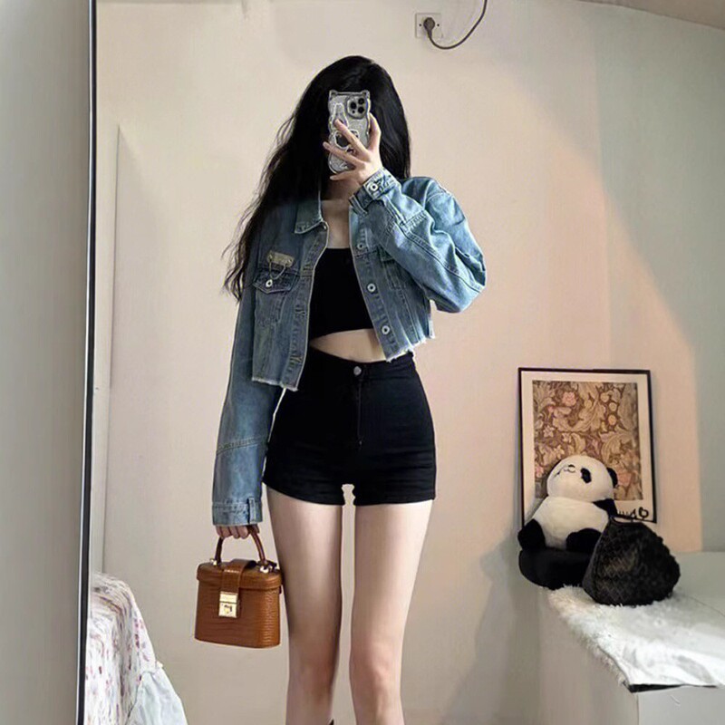 Casual Comfortable Women's Single-breasted Denim Short Mid-waist Slimming Wide-leg Jeans Hot Girl Short Summer Casual Comfortable Women's Single-breasted Denim Short Mid-waist Slimming Wide-leg Jeans Hot Girl Short Summer