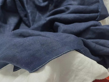 品牌原单酵洗纯亚麻深宝蓝春夏裤连衣裙西服服装私人设计麻料