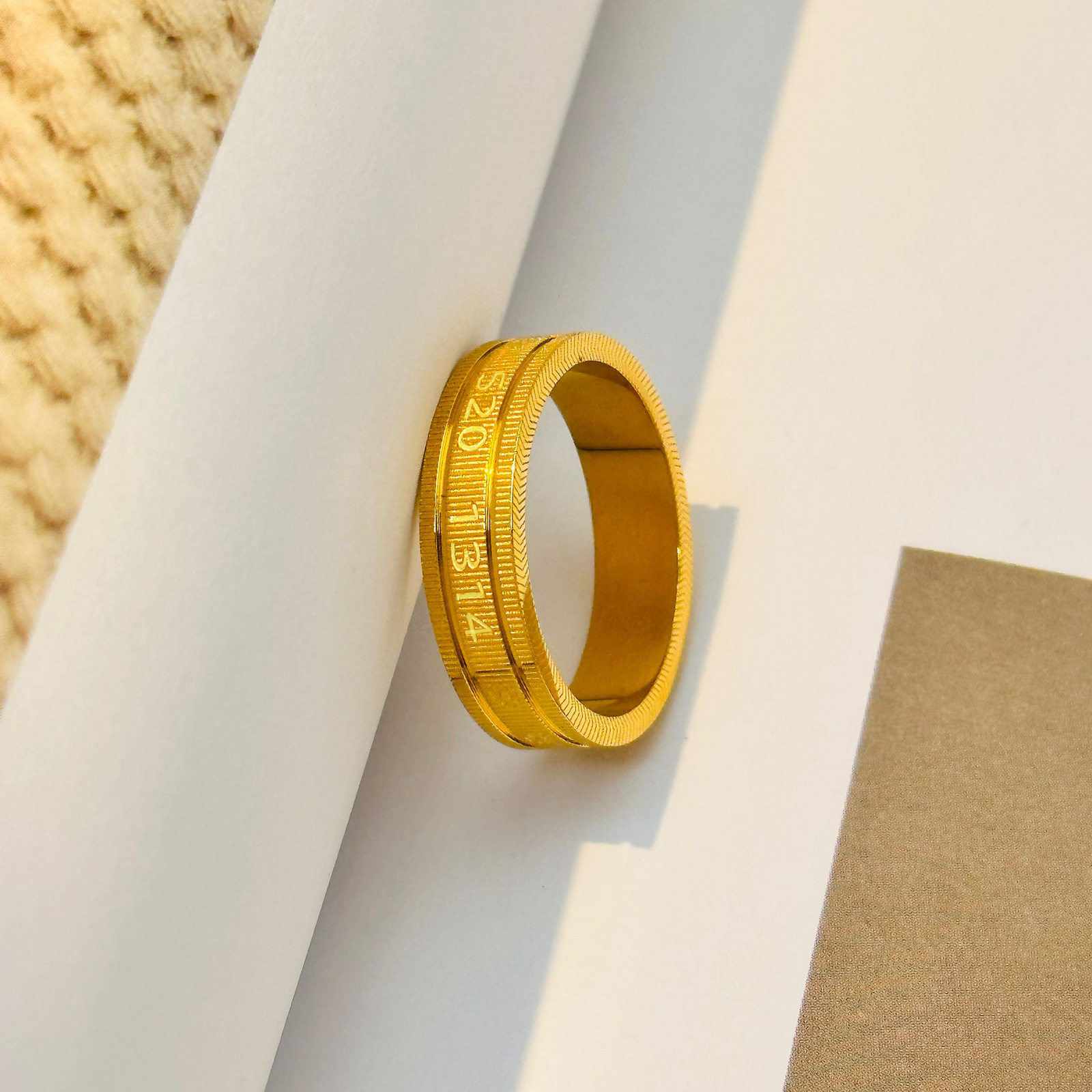 520 1314 plain circle imitation and inheritance of golden ancient method titanium steel ring female minority does not fade national style lovers ring