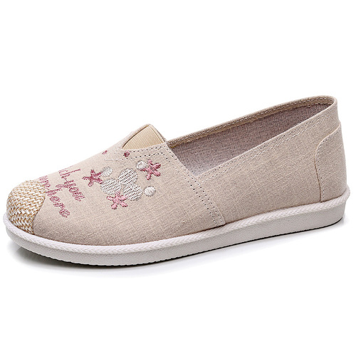 2024 women's casual canvas old Beijing cloth shoes single shoes middle-aged and elderly canvas shoes breathable and comfortable soft sole one-step