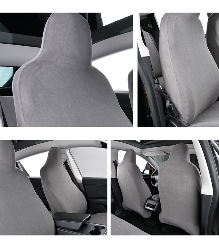 Universal front seat covers for driver and passenger seats, high-elastic fabric dustproof seat cushion covers, headrest and seat separate covers