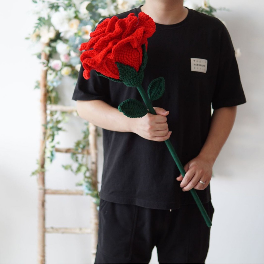 Día de San Valentín gigante tailandés Rosa ramo terminado 1 M gran ramo hecho a mano ganchillo rosas para novia