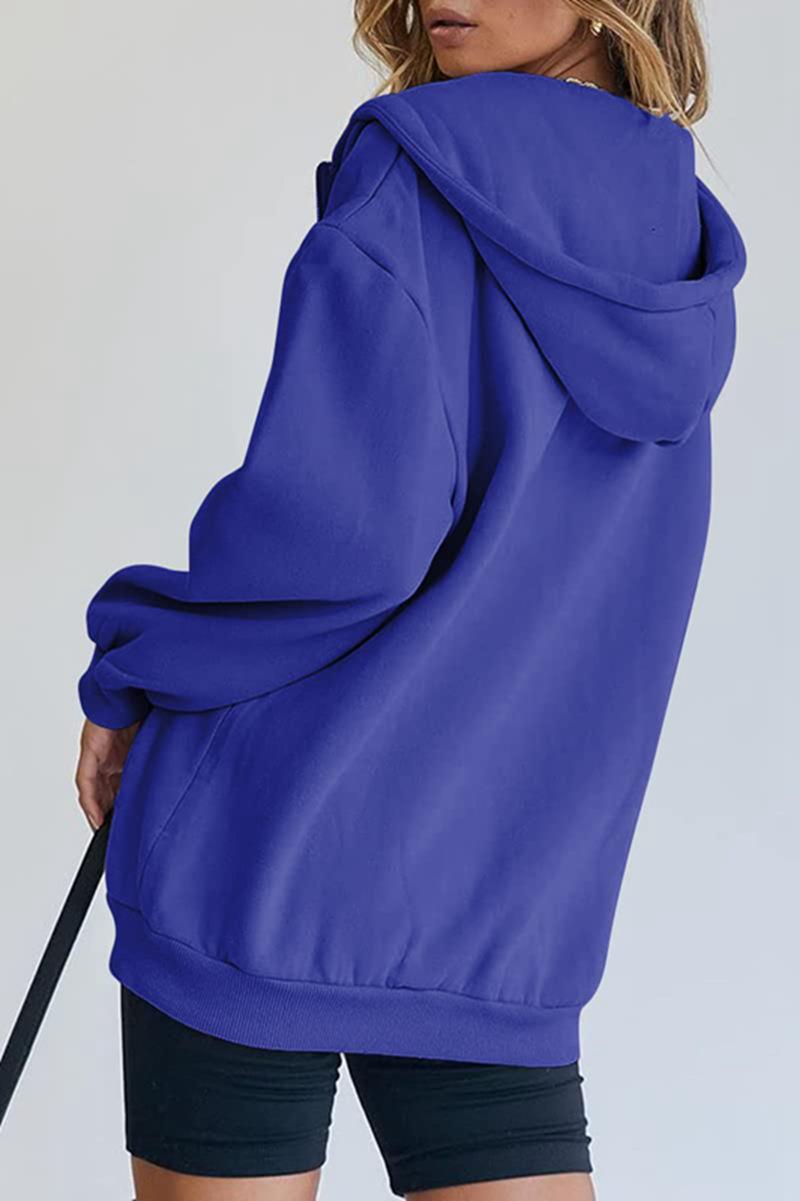 456g Weight Long Sleeve Sleeve Length Zipper Placket Type Regular Sleeve Sleeve Type Polyester Fabric Type Long Top Length Hoodie Tops Type Daily Occasion Hooded Neckline Regular Fit Fit Type Solid Color Pattern Spring, Autumn Season Women's Gender Pocket Design Streetwear Style Women's Streetwear Solid Color Pocket Zipper Hoodie 8