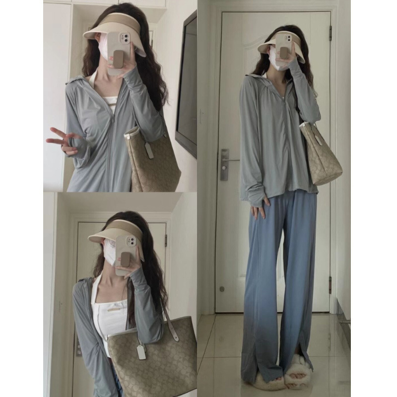 女性のためのスタンドアップカラースリム日焼け防止服 2025 新しい抗 UV ヨガ服夏薄いアイスシルククールジャケット女性のための|undefined