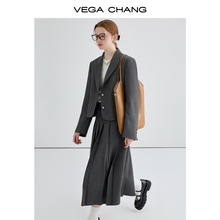 VEGA CHANG小西装女2024年春季新款设计感学院风外套女士西服上衣