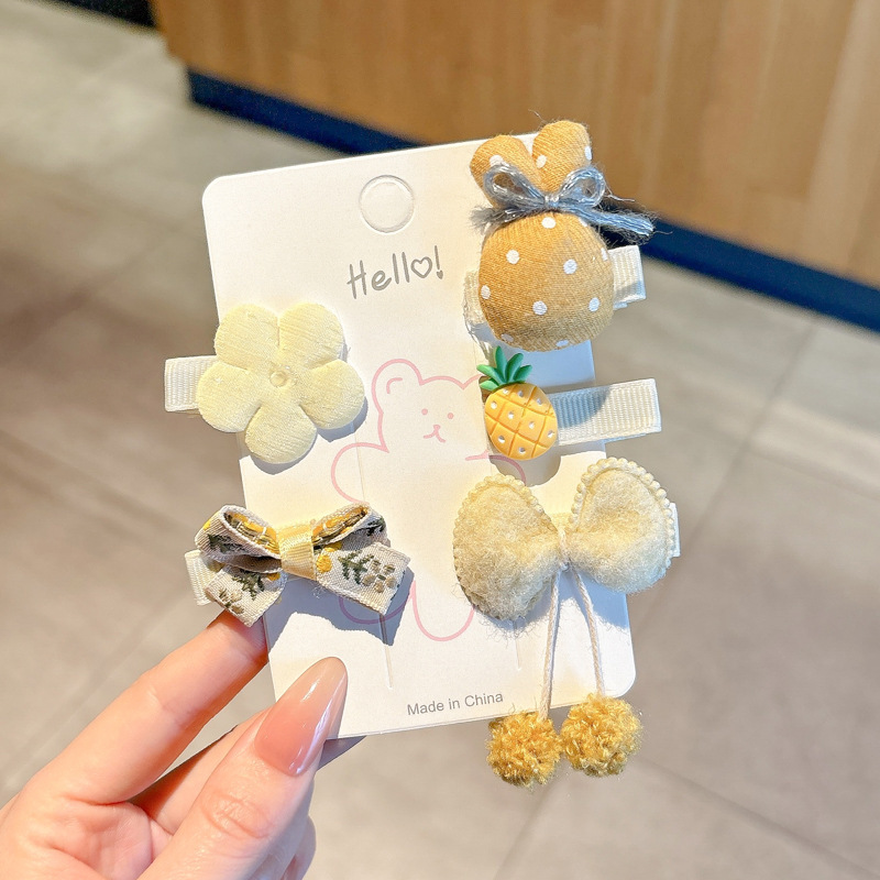 可爱多巴胺儿童发夹蝴蝶结侧边碎发夹婴儿布包夹子卡通花朵汗毛夹|undefined