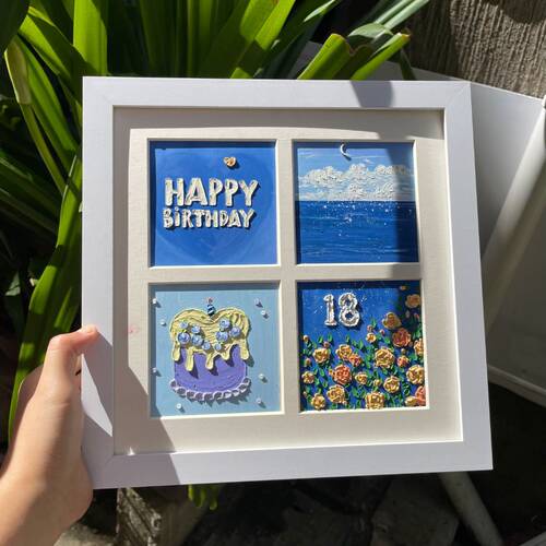 diy birthday digital oil pastel four-square grid nine-square grid picture frame soft 36-color cardboard gift for best friends and friends