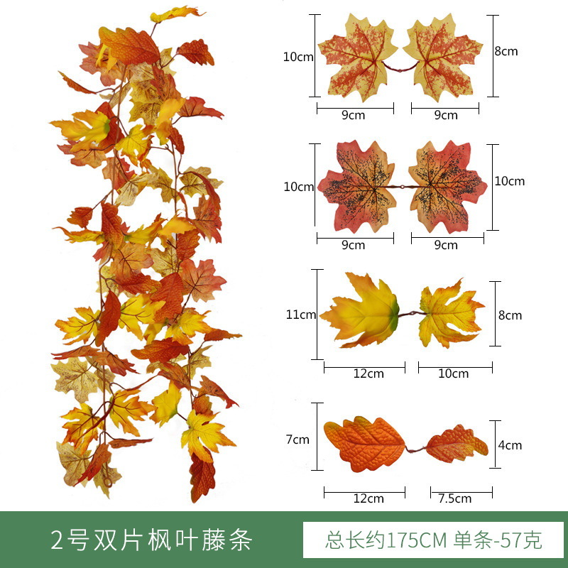 Hoja de arce artificial ratán Halloween adornos hojas artificiales artificial verde planta pared Amazon Acción de Gracias decoración colgante de pared
