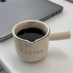 ✅ High-Looking Espresso Small Milk Cup Ceramic Milk Jug with Scale Extraction Cup Liquid Measuring Cup Scale Ounces