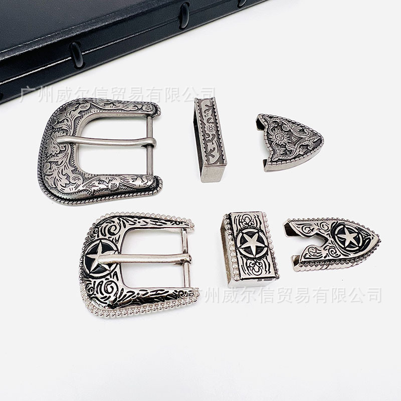 【复古花纹合金皮带扣】厂家金属三件套腰带扣头皮带装饰TBK21