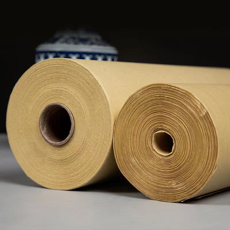 Antique rough edge paper 100 meters long roll half-baked calligraphy practice paper pure bamboo pulp original calligraphy paper rice paper for beginners