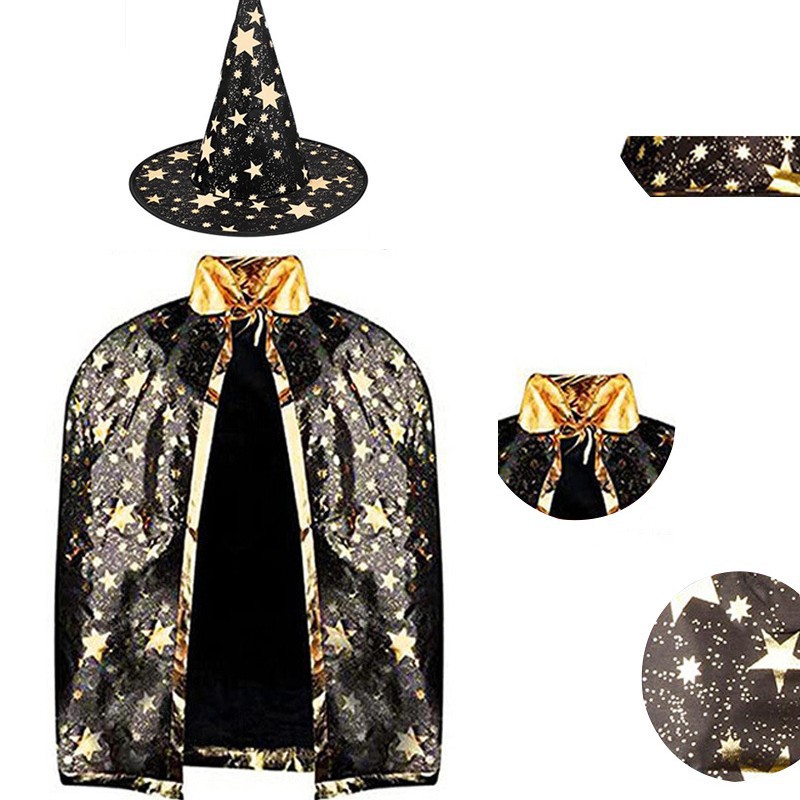 Capas de Halloween transfronterizas capas de brujas capas de niños cinco estrellas estampadas capas de brujas show set