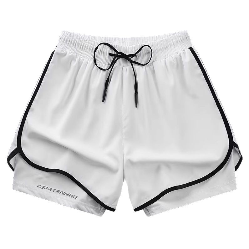 Pantalones cortos deportivos de alta calidad para hombres, dos piezas de hielo secado rápido, forro de hielo, entrenamiento de entrenamiento de ocio, pantalones de baloncesto