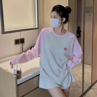 ADER Early Autumn New Fashion Brand Contrast Color Stitching Small Label Raglan Long Sleeve T-Shirt Round Neck Loose Lovers Base Shirt