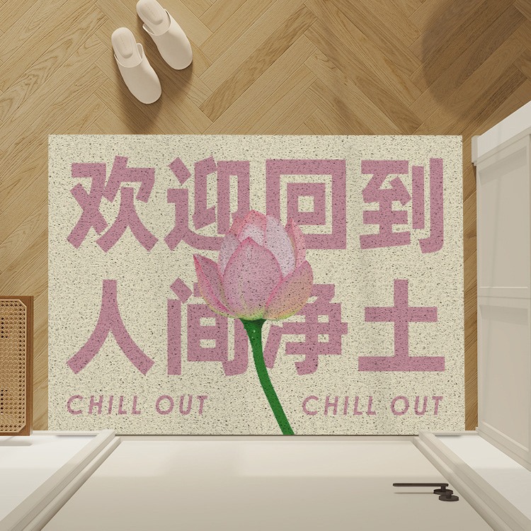 简约创意文字玄关丝圈地垫入户门刮泥蹭土垫家用耐脏易打理脚垫