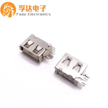 USB2 0母座侧插 USB母座短体10.0鱼叉脚 O型脚插板 直边卷边白胶