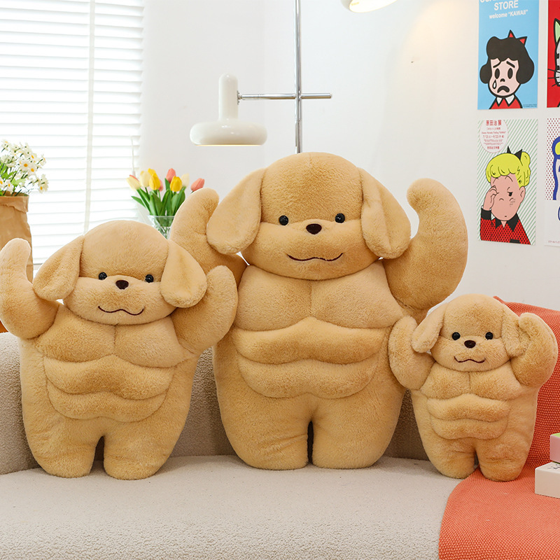 漫画筋肉犬人形ぬいぐるみプードル人形子供の睡眠コンパニオンなだめる枕布人形|undefined
