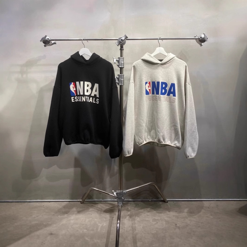 Correct version of FOG double line ESSENTIALS joint NBA flocking hooded sweater high street all-match loose hoodie tide