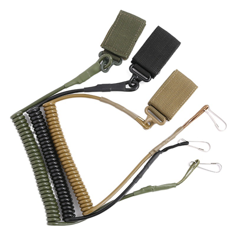 Tactical cintura cadena cintura sello pistola correa de plástico primavera pistola cuerda cinturón táctico al aire libre multifuncional mosquetón clave