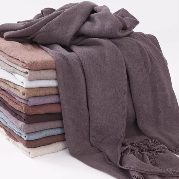 95 Colors in Stock High Quality Pure Color Rayon Long Scarf 200*90 Extra Large Size Natural Wrinkled Turban Cross-Border Supply
