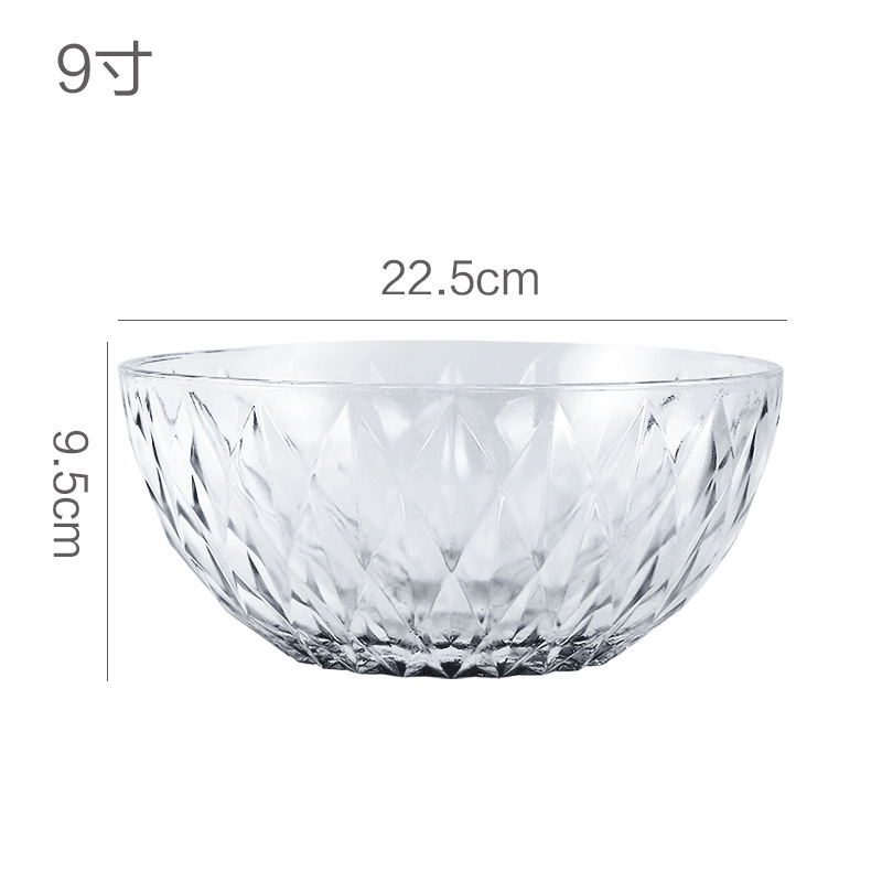 Tazón de vidrio para ensalada transparente resistente a altas temperaturas creativo japonés de alto valor de postre cubiertos grandes tazones de sopa dulce tazón