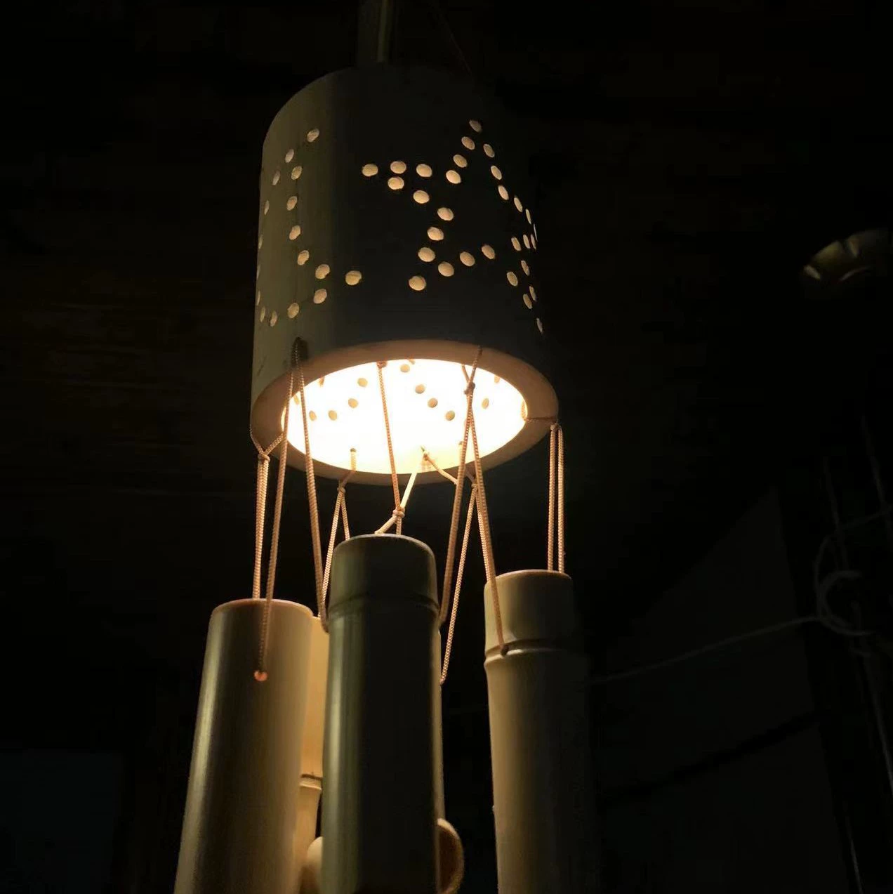 Открытый Солнечный бамбуковый колокольчик лампа украшение двора коридор личность подвесной атмосфера лампа ретро Пастораль ручной работы